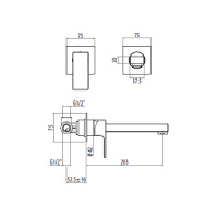 GATTONI KUBIC Смеситель для раковины встраиваемый, излив 203мм цвет: хром