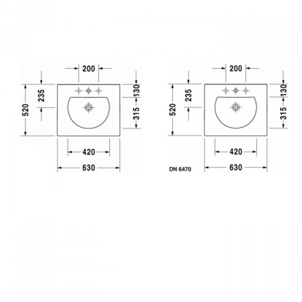 Duravit Darling New Раковина 63х52 см, 3 отв., цвет: белый