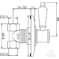 HUBER Victorian Запорный вентиль 3/4", цвет: хром