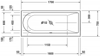 Ванна акриловая Duravit Darling New 170x75 прямоугольная, встраиваемая