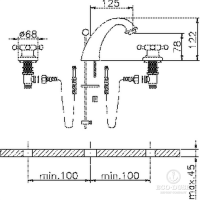 HUBER Victorian Смеситель для раковины на 3 отверстия с донным клапаном, цвет: хром