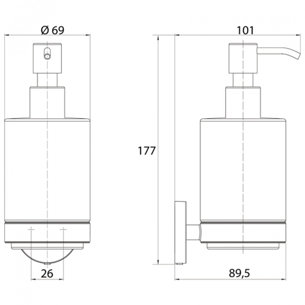 Emco Round Дозатор для жидкого мыла, подвесной, цвет: черный/хрусталь
