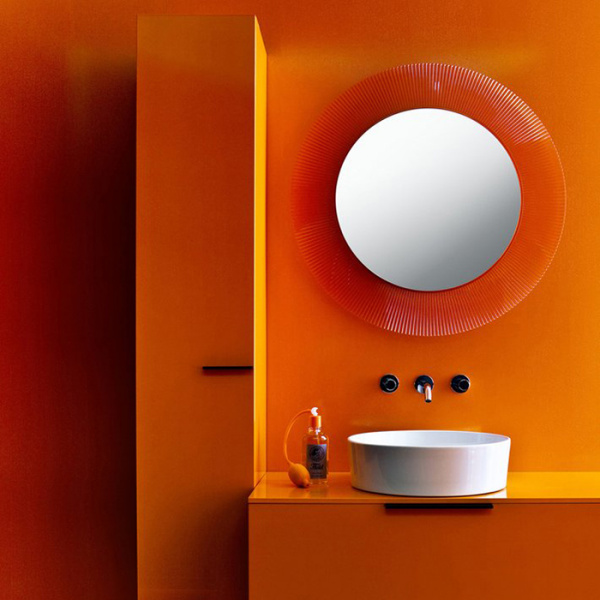 Laufen Kartell Зеркало круглое d=78см, настенное, со скрытой подсветкой, цвет: оранжевый