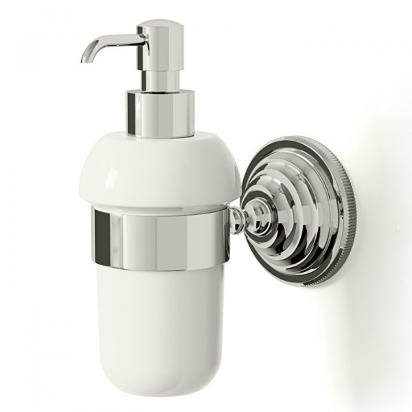 Devon&Devon Diamond Дозатор для жидкого мыла, подвесной, белая керамика, цвет: никель блестящий