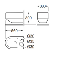 Armani Roca Baia Биде подвесное 56x38x30см с 3 отв. под смеситель, цвет: off-white