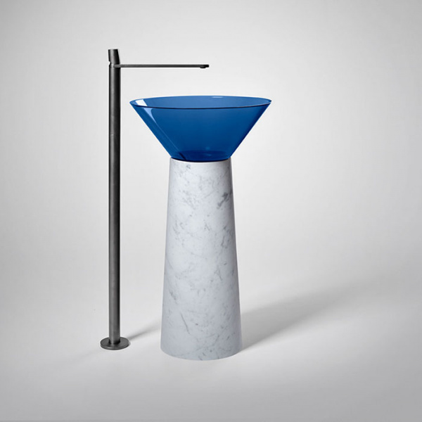 Antonio Lupi Albume Раковина 48х65 см, без отв., на пьедестале, Cristalmood, цвет: Cobalto/Marmo Carrara