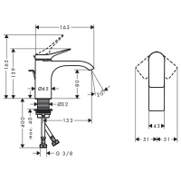Hansgrohe Vivenis Смеситель для раковины, на 1 отв., с донным клапаном, цвет: белый матовый