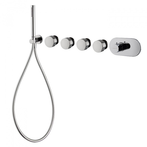 Carlo Frattini So Смеситель для душа встроенный, термостатический, 4 запорных вентиля, с душевым комплектом, цвет: хром