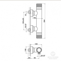 HUBER Chronos Смеситель термостатический настенный для ванны/душа, цвет: хром