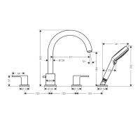 Hansgrohe Vernis Shap Смеситель на край ванны, на 4 отв, цвет: матовый черный