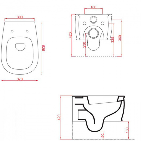 Artceram AZULEY  Унитаз подвесной 36х52см, цвет: черный, сиденье на выбор