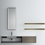 NOORTH milldue edition FJORD Комплект мебели 181.2см в матовом лаке, металле, стекле, с интегрированной раковиной из milltek solid, 2-мя полками с подсветкой, зеркалом с подсветкой Цвет: castoro-11/bazalto-338/fumo