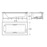 Armani Roca Island Встраиваемая ванна 214.5х110см а/мас. хромотер. термостат руч. душ, Hide-Flow, ручки, мягкий подголовник