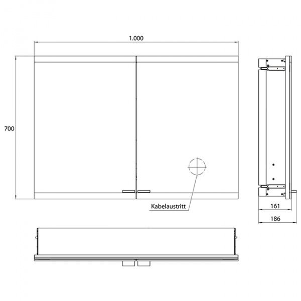 EMCO Evo Зеркальный шкаф 100xh70см с подсветкой, встраиваемый, 2 двери, 2 полки, розетка, цвет: алюминий