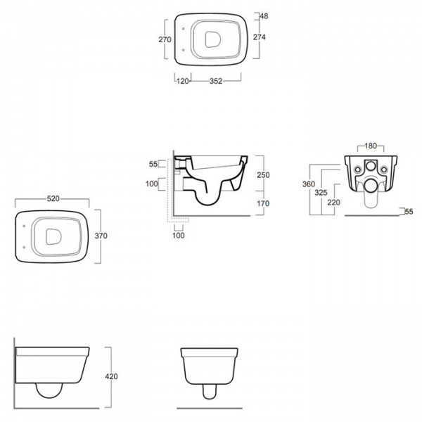 SIMAS Evolution Унитаз подвесной 52х37см, цвет: белый СИДЕНИЕ НА ВЫБОР