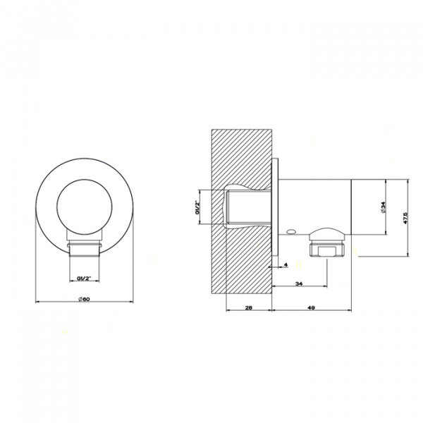 Gessi Shower316 Вывод воды на 1/2&quot, цвет: шлифованная сталь