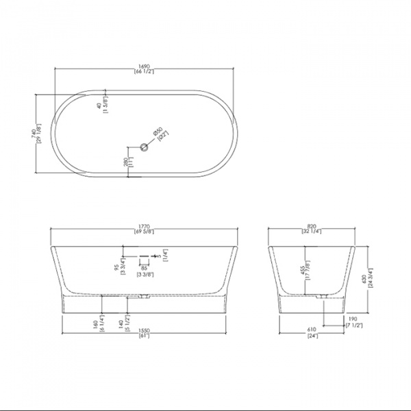 Devon&Devon Fusion Ванна из минерального литья отдельностоящая 177х82хh64см