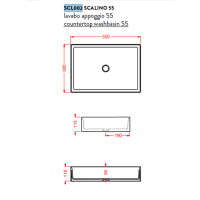 Artceram SCALINO Раковина 38х55 см, без отв., накладная, без слив-перелива, цвет: белый