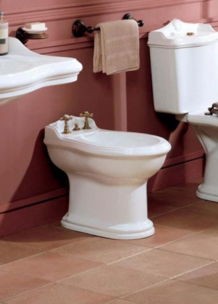 AZZURRA JUBILAEUM биде напольное 59х40см с 1 отв под смеситель, цвет: белый с креплением к полу