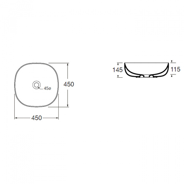 AZZURRA ELEGANCE SOFT Раковина 45х45х115 см, без отв., цвет: белый