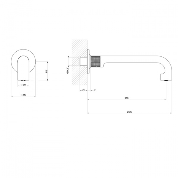 Gessi Inciso- Настенный излив на 1/2”, комбинируемый с удаленным управлением, цвет: black XL