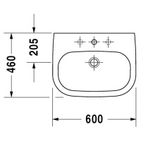 Duravit D-Code Раковина 60х46 см, 3 отв., с переливом, цвет: белый