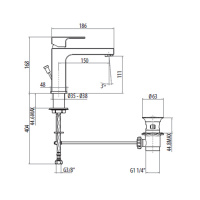 GATTONI KUBIC Смеситель для раковины, настольный тип, монокомандный, цвет: хром глянцевый