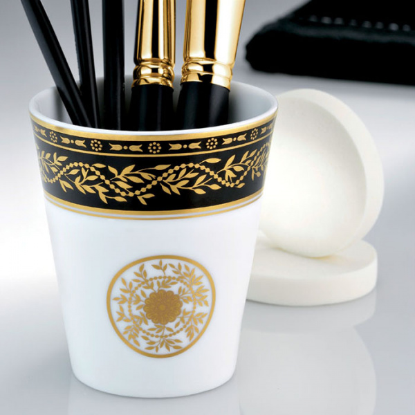 THG Marquise noir décor Or Стакан керамический, настольный, декор черный/золото, цвет: белый