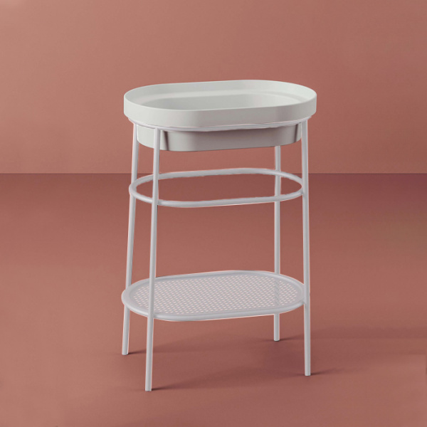 Artceram FUORI SCALA Металическая структура 36.5x58.6хh83см с раковиной без отв под смеситель, Fuori Scala ovale 58, цвет: белый матовый