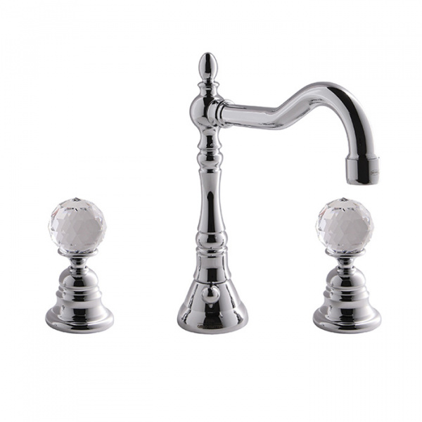 Carlo Frattini Elizabeth Chic Смеситель на раковину на 3 отверстия с вращающимся изливом, ручки Swarovski, цвет: хром
