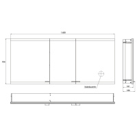 EMCO Evo Зеркальный шкаф 160xh70см с подсветкой, встраиваемый,  3 двери, 4 полки, розетка, цвет: черный