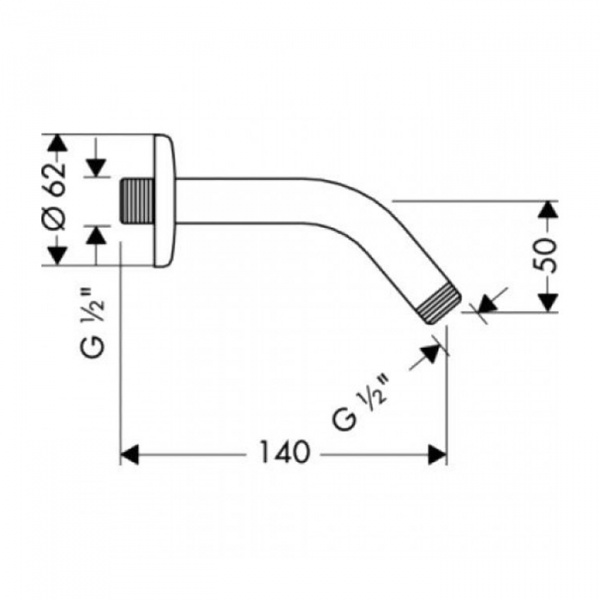 Hansgrohe Держатель верхнего душа 128мм 1/2", цвет: хром