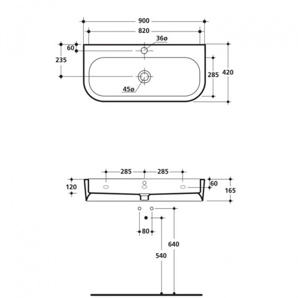 Kerasan Flo раковина 90х42 см, 1 отв., цвет: белый
