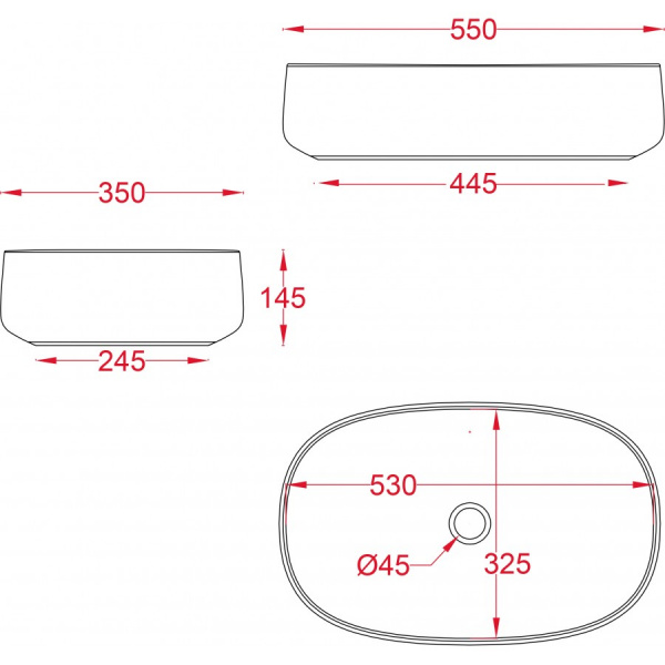 Artceram Cognac Раковина 55x35 см, без отв., накладная Quadro, цвет: denim