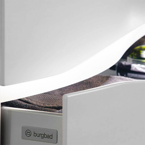 BurgBad Sinea 2.0 Тумба 1210х475 см. с 2 мя выдв. ящик,рак.из мин. литья с 1 отв. под см-ль, ручки G0165, левая версия, в компл сифон, цвет: белый гл.
