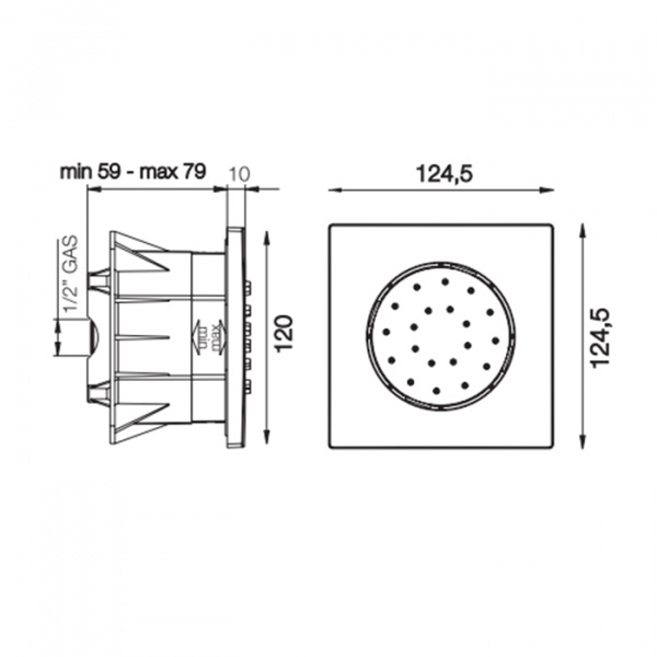 Carlo Frattini Wellness Форсунка для душа, встраиваемая, поворотная, цвет: хром