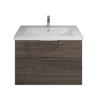 BURGBAD Eqio База подвесная с керамическим умывальником 93х49х64.5см. 2 ящика с ручкой желоб., c 1 отв под смес.   цвет: трюфельный декор F2012