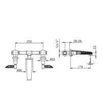 Nicolazzi Liberty Смеситель для раковины настенный, на 3 отв, излив: 177мм, цвет: хром