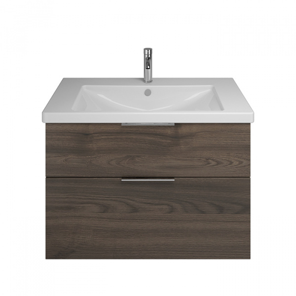BURGBAD Eqio База подвесная с керамическим умывальником 93х49х64.5см. 2 ящика с ручкой желоб., c 1 отв под смес.   цвет: трюфельный декор F2012