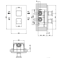 Gessi iSpa Встраиваемый термостатический смеситель, подключение на 3/4”, с переключателем на 2 выхода и фильтрами, внешняя часть, цвет: хром