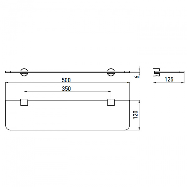 EMCO Logo2 Полка, прозрачное стекло 500мм, подвесной, цвет: хром
