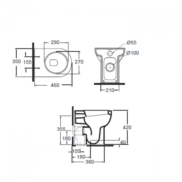 AZZURRA NUVOLA Mini Унитаз напольный 46х35см, цвет: белый матовый с сиденьем