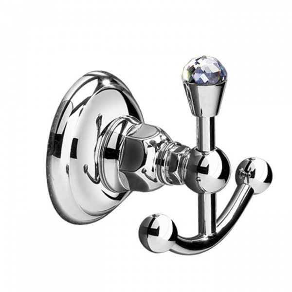 Nicolazzi Classica Lusso Крючок подвесной, двойной, с кристаллом, цвет: хром