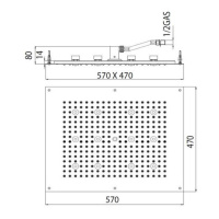 BOSSINI DREAM-RECTANGULAR Верхний душ 570x470 мм, с 12 LED RGB, блок питания/управления, Cromoterapia, цвет: хром