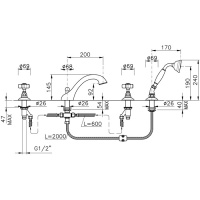 Nicolazzi Dames Anglaises Смеситель для ванны на 4 отверстия, излив: 160мм и ручным душем, цвет: золото
