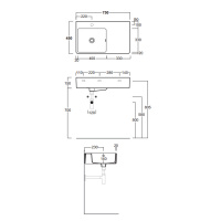 QU75S*1 bi SIMAS Top e lavabi d'arredo Раковина 75х45 см, 1 отв., цвет: белый