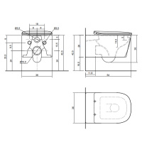 Antonio Lupi Komodo Унитаз подвесной безободковый, 54х36х26h см, с сиденьем микролифт, цвет: белый матовый