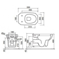 Sbordoni Romana Подвесной унитаз 34х53см, белый