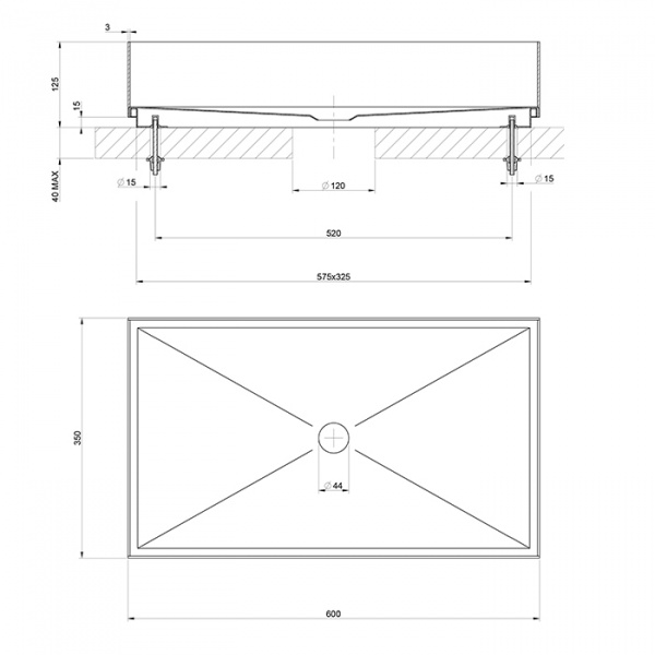 Gessi 316 Раковина 60x35 см, без отв., для установки на столешницу, без перелива, нержавеющая сталь, цвет: Warm bronze brushed PVD