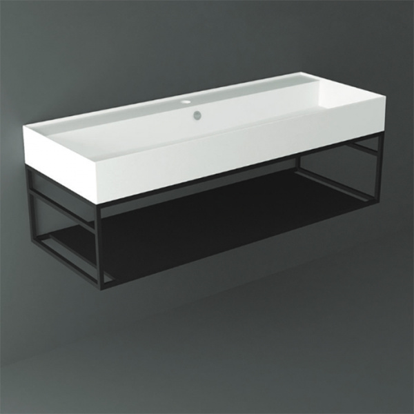 Simas Agile Структура металлическая 121x46xh28см, подвесная, для раковины с 1 отв., AG121, с 1 полкой, цвет: черный матовый